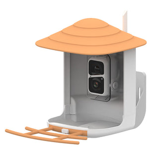  оранжево-бяло Хранилка за птици с камера и AI разпознаване на птици за градината