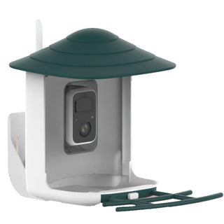  зелено-бяло Хранилка за птици с камера и AI разпознаване на птици за градината