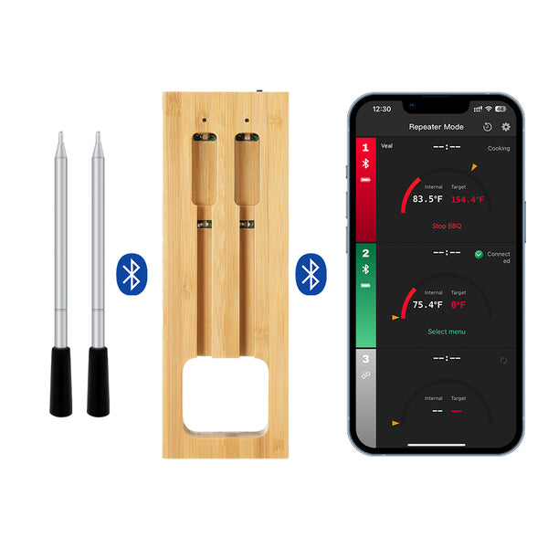 Thermomètre de cuisson et de friture - WIFI avec application de friture - Le répéteur assure une longue distance avec le mobile - Four, gril ou poêle.