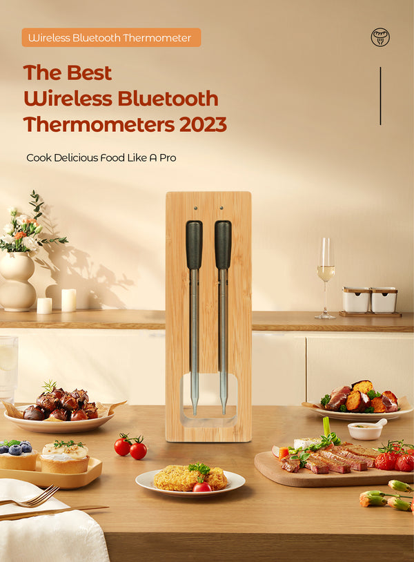 Termómetro para cocinar y freír - WIFI con APP para freír - El repetidor garantiza una gran distancia entre el teléfono móvil - Horno, grill o sartén.
