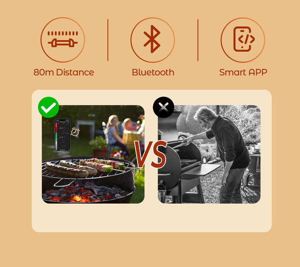 Termómetro para cocinar y freír - WIFI con APP para freír - El repetidor garantiza una gran distancia entre el teléfono móvil - Horno, grill o sartén.