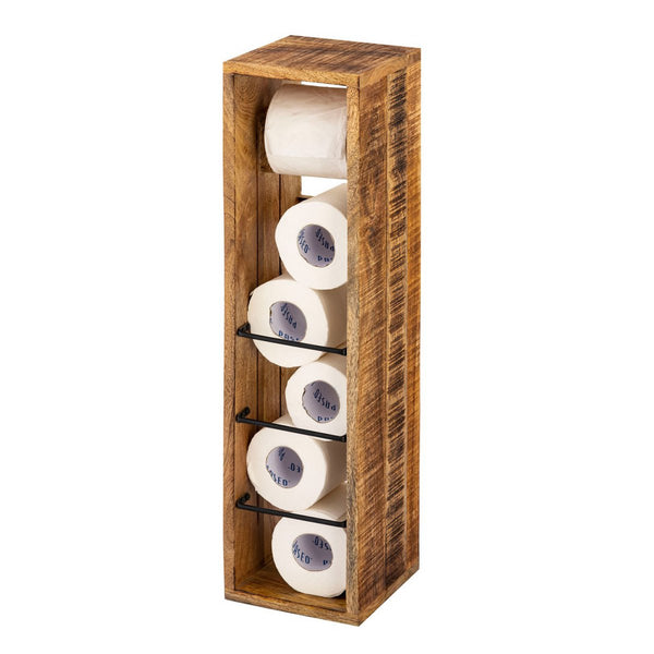 Държач за тоалетна хартия дърво 17x17см - Държач за тоалетна ролка от квадратно мангово дърво