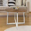 Table basse - Table de salon ronde 60 cm - Table d'appoint Cannes structure métal noir, blanc ou argent vieilli