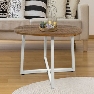 Stol za kavu - Okrugli stolić za dnevni boravak od 60 cm - Pomoćni stolić Cannes crni metalni okvir, bijelo ili antikno srebro