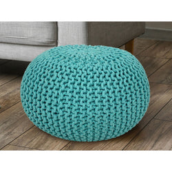 Puf promjera 55 cm pleteni tabure (menta zelena) - Puf/podni jastuk - Grubo pletivo izgleda ekstra visoka visina 37 cm