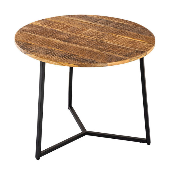 Kafijas galdiņš apaļš masīvkoka diametrs 56cm. Kafijas galdiņš, sānu galds La Palma ar metāla rāmi melnā krāsā