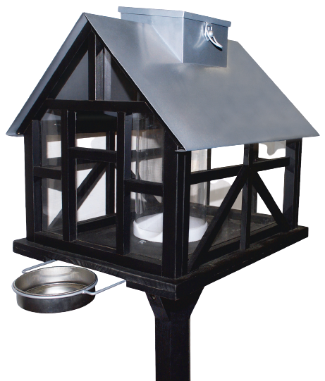 Σπίτι τροφοδοσίας πουλιών / σανίδα ζωοτροφών - Πανόραμα - με φως και τα πάντα για ζωοτροφές και νερό