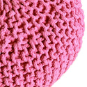 Пуф с диаметър 55 см (розов) - Плетена възглавница за табуретка/под - Изглежда груба плетка, изключително висока височина 37 см
