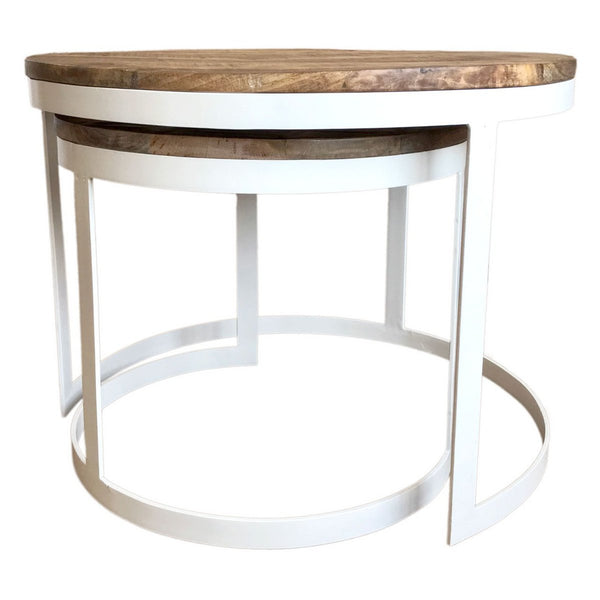 Set stolića - 2 pomoćna stolića - Stolić okrugli Austin - Metalni okvir