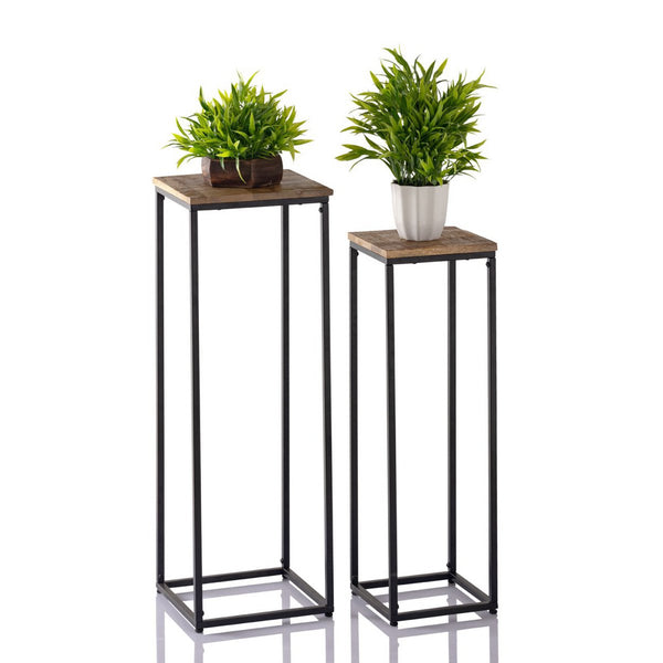 Flower column set - Flower stool Peru square plant stand - W 25 and 20 H 78 and 67 cm