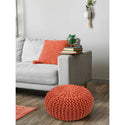 Puff Ø 55 cm stickad pall puff golvkudde grovstickad look extra hög höjd 37 cm