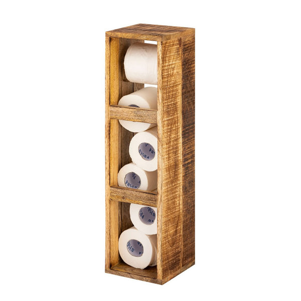 Toiletrolhouder hout 17x17cm - Toiletrolhouder gemaakt van vierkant mangohout