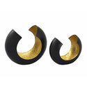 Set candelieri Portacandele in 2 parti. Candeliere Omega nero opaco e interno dorato