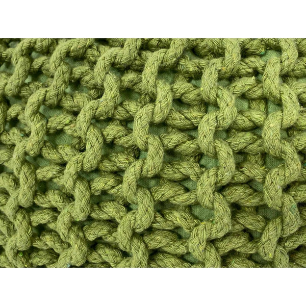 Пуф с диаметър 55 см (тревисто зелено) - Плетена възглавница за табуретка/под - Груба плетка изглежда изключително висока височина 37 см