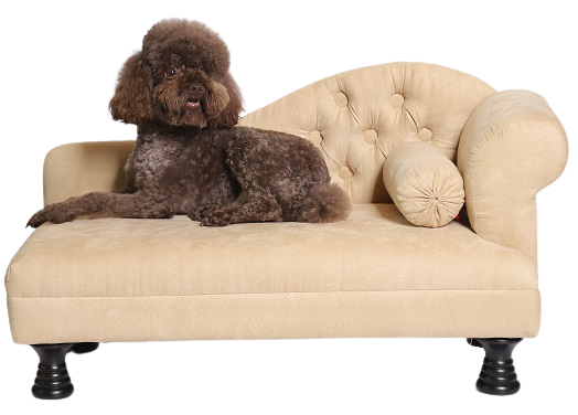 Кучешки диван с 1 подлакътник - бежов - кош за куче