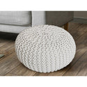 Pouf mit Durchmesser 55 cm (grau) - Strickhocker/Bodenkissen - Grobstrickoptik extra hoch Höhe 37 cm