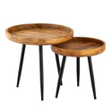 Pomoćni stol okrugli drveni promjera 40 ili 50 cm. Stolić za kavu Stolić za dnevni boravak Vancouver metalne noge mat crne boje