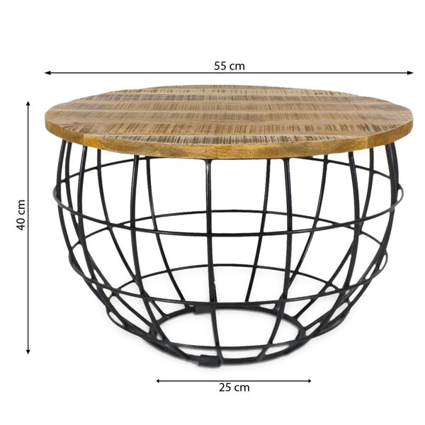 Masuta laterala masuta de cafea sustenabila masuta de cafea rotunda Lexington ø 55 cm cadru metalic solid