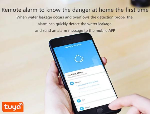 Alarm für Wasseraustritt - Überschwemmungs- und Wasserstandsalarm - Akustischer und Lichtalarm - WIFI mit Alarm für Ihr Mobiltelefon
