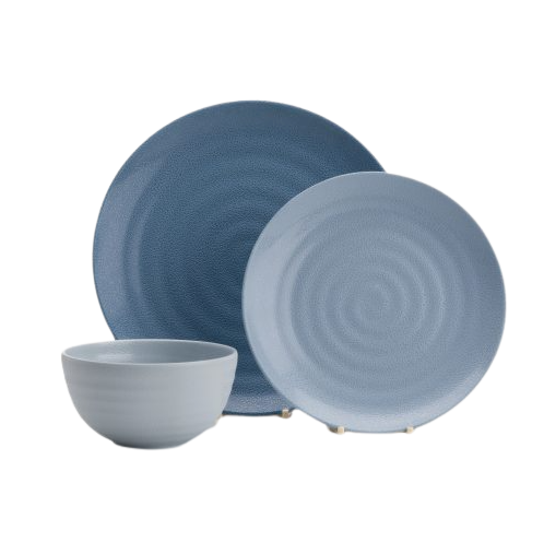 Set de service - Fie Vintage bej, fie Nuante de albastru - 12 buc