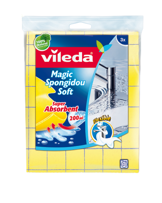 Vileda Soft Sponge кърпа - Опаковка от 3 - Може да се използва за повърхностна дезинфекция