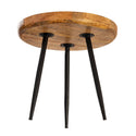 Sānu galds koka apaļš diametrs 40 vai 50 cm. Kafijas galdiņš viesistabas galds Vancouver metāla pēdas matēts melns