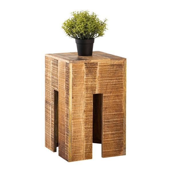 Quadrathocker 28 x 45 x 28 cm Blummensäulen Hocker Blummenhocker Säit Dësch Mango Holz