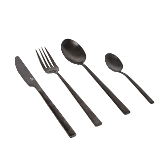 Set tacâmuri - 16 piese pentru 4 persoane - Model Fairbaks - Aur sau negru