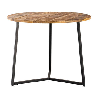 Kavos staliukas apvalus medžio masyvo skersmuo 56cm. Kavos staliukas, šoninis staliukas La Palma su metaliniu rėmu juodos spalvos