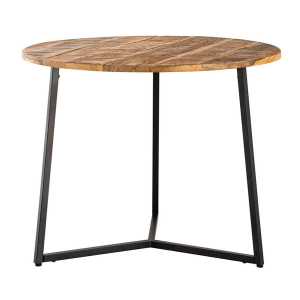 Kafijas galdiņš apaļš masīvkoka diametrs 56cm. Kafijas galdiņš, sānu galds La Palma ar metāla rāmi melnā krāsā