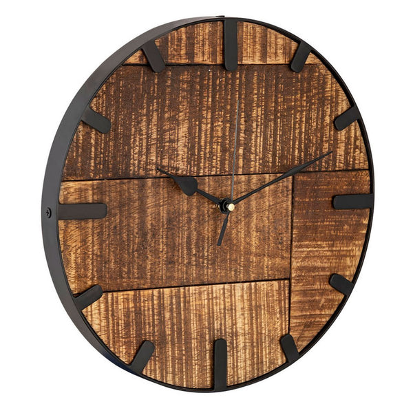 Стенен часовник дърво диаметър 30см. Холен часовник модерен кръгъл от дърво винтидж безшумен. Изработена от мангово дърво.