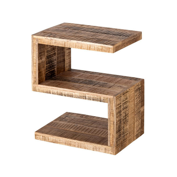 Tavolino in legno - Forma a S - Tavolino Sissi - Colonna floreale - Legno di mango