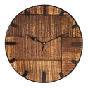 Wandklok hout diameter 30 cm. Woonkamerklok modern rond van hout vintage stil. Gemaakt van mangohout.