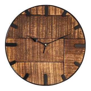 Nástěnné hodiny dřevěné průměr 30 cm. Hodiny do obývacího pokoje moderní kulaté vyrobené ze dřeva vintage tiché. Vyrobeno z mangového dřeva.